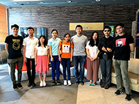 Incoming students from Binzhou Medical College interact with Miss Michelle Siu (fourth from left) and other CUHK students and staff